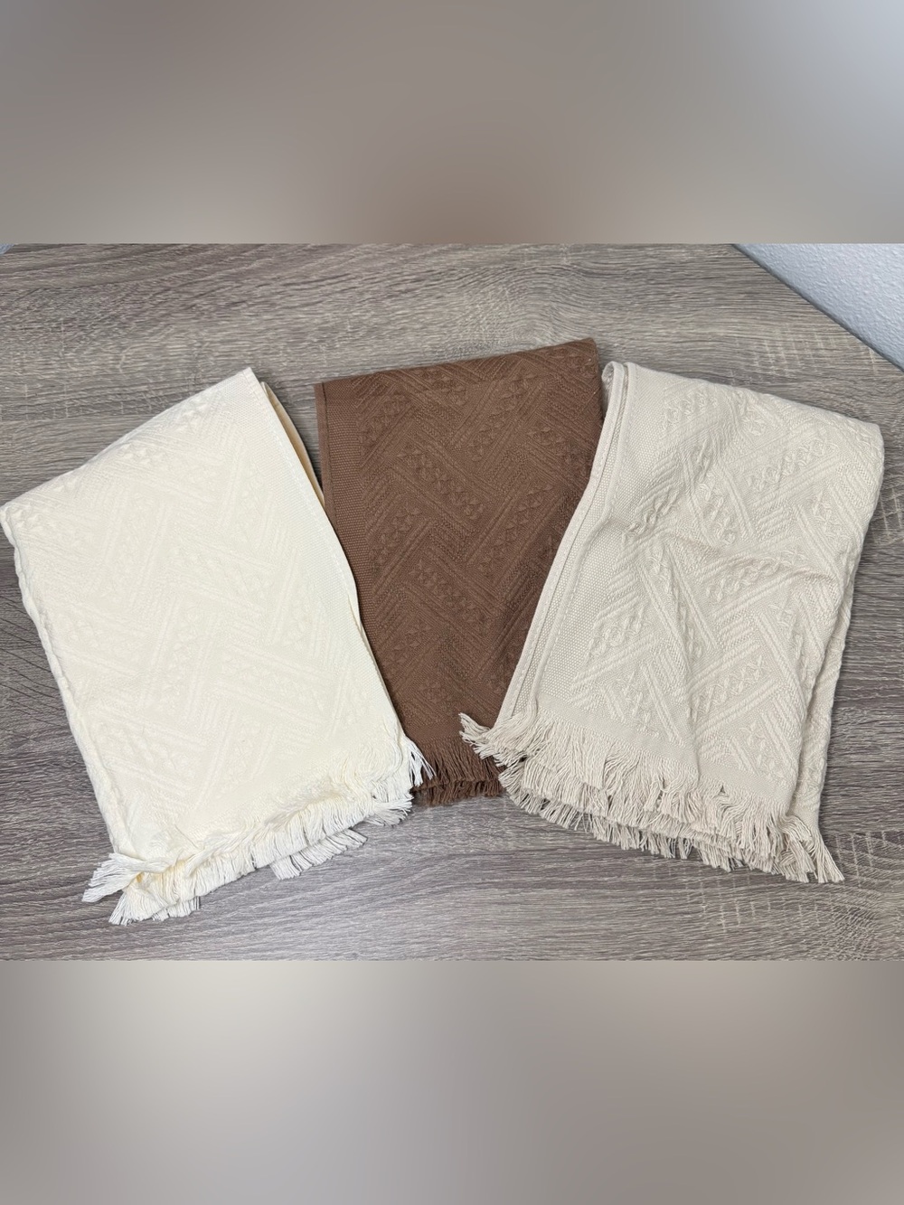 Fringed Woven Hand Towels — Set Of 3